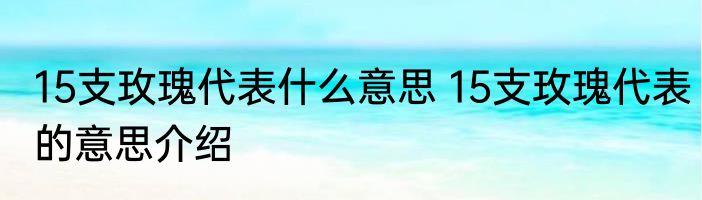 15支玫瑰代表什么意思 15支玫瑰代表的意思介绍