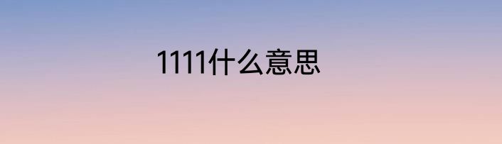 1111什么意思