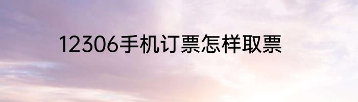 12306手机订票怎样取票