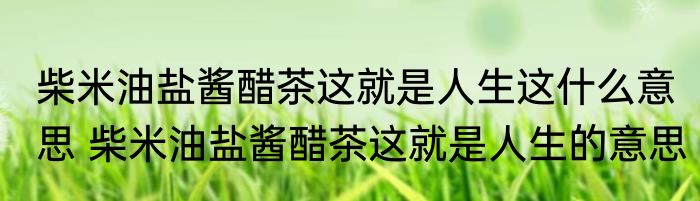 柴米油盐酱醋茶这就是人生这什么意思 柴米油盐酱醋茶这就是人生的意思
