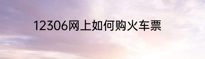 12306网上如何购火车票