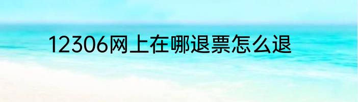 12306网上在哪退票怎么退