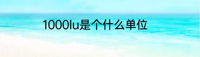 1000lu是个什么单位