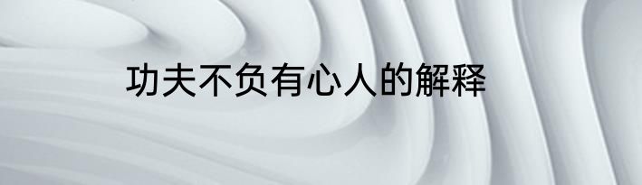 功夫不负有心人的解释