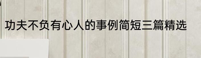 功夫不负有心人的事例简短三篇精选