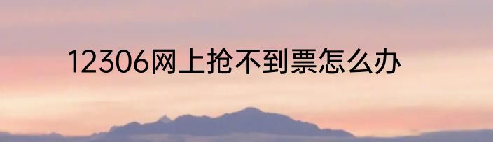 12306网上抢不到票怎么办