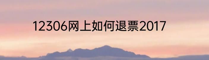 12306网上如何退票2017