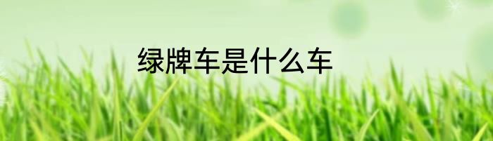 绿牌车是什么车