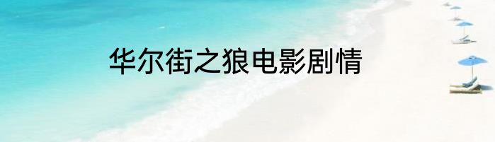 华尔街之狼电影剧情