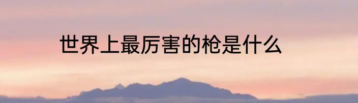 世界上最厉害的枪是什么