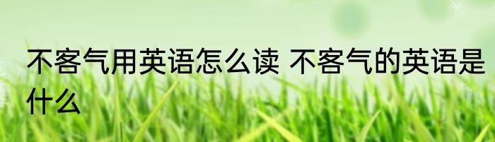 不客气用英语怎么读 不客气的英语是什么
