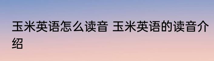 玉米英语怎么读音 玉米英语的读音介绍