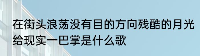 在街头浪荡没有目的方向残酷的月光给现实一巴掌是什么歌
