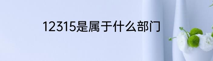 12315是属于什么部门