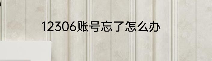 12306账号忘了怎么办