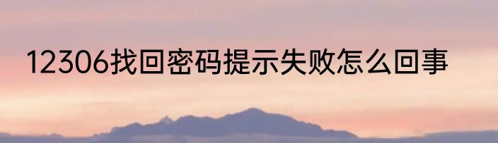 12306找回密码提示失败怎么回事