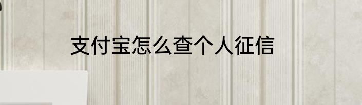 支付宝怎么查个人征信