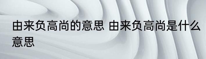 由来负高尚的意思 由来负高尚是什么意思