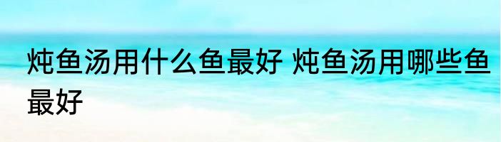 炖鱼汤用什么鱼最好 炖鱼汤用哪些鱼最好