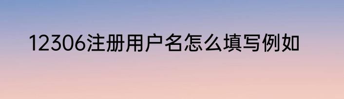 12306注册用户名怎么填写例如
