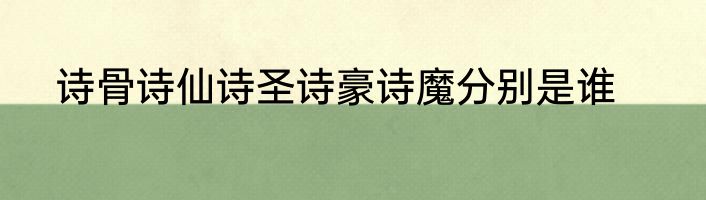 诗骨诗仙诗圣诗豪诗魔分别是谁