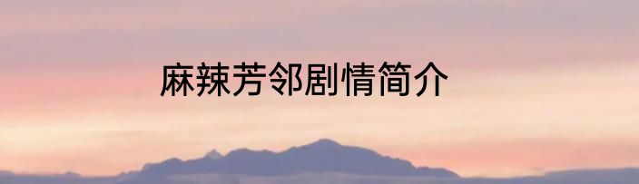 麻辣芳邻剧情简介