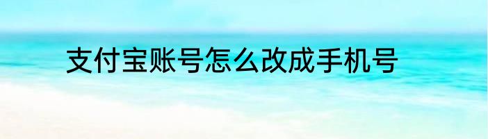 支付宝账号怎么改成手机号