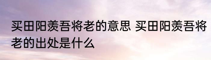 买田阳羡吾将老的意思 买田阳羡吾将老的出处是什么