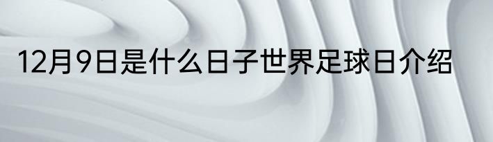12月9日是什么日子世界足球日介绍