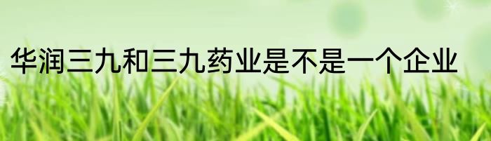 华润三九和三九药业是不是一个企业