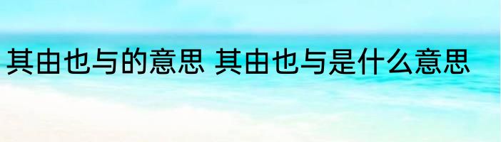 其由也与的意思 其由也与是什么意思