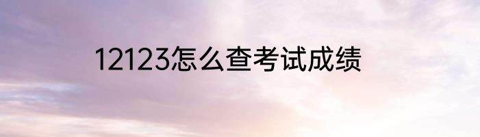 12123怎么查考试成绩