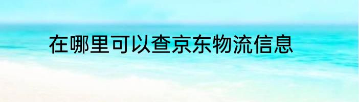 在哪里可以查京东物流信息