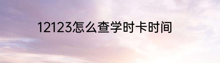 12123怎么查学时卡时间