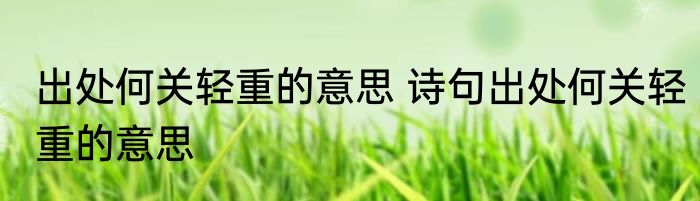 出处何关轻重的意思 诗句出处何关轻重的意思