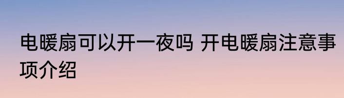 电暖扇可以开一夜吗 开电暖扇注意事项介绍