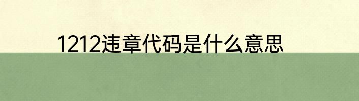 1212违章代码是什么意思