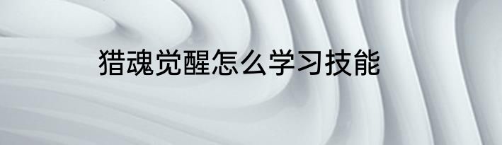 猎魂觉醒怎么学习技能
