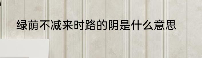 绿荫不减来时路的阴是什么意思