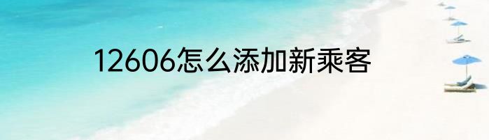 12606怎么添加新乘客