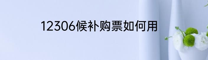 12306候补购票如何用