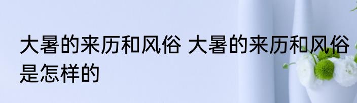 大暑的来历和风俗 大暑的来历和风俗是怎样的
