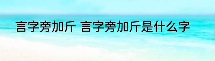 言字旁加斤 言字旁加斤是什么字