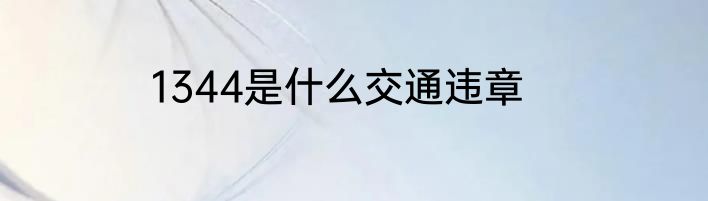 1344是什么交通违章