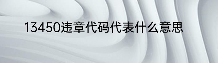 13450违章代码代表什么意思