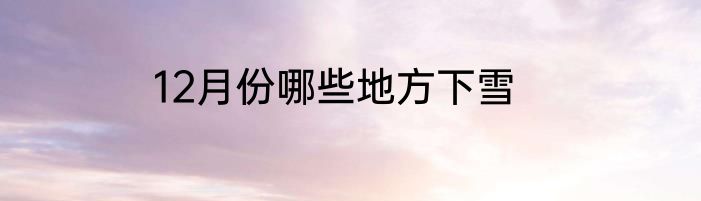 12月份哪些地方下雪