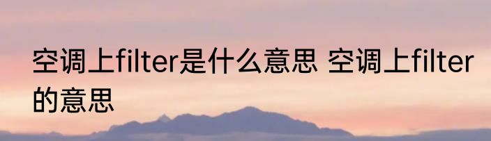空调上filter是什么意思 空调上filter的意思