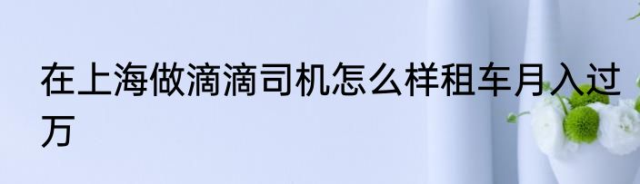 在上海做滴滴司机怎么样租车月入过万