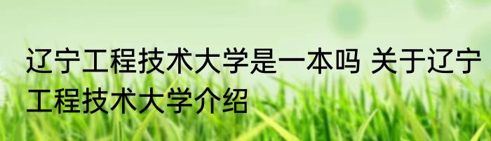 辽宁工程技术大学是一本吗 关于辽宁工程技术大学介绍