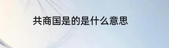共商国是的是什么意思